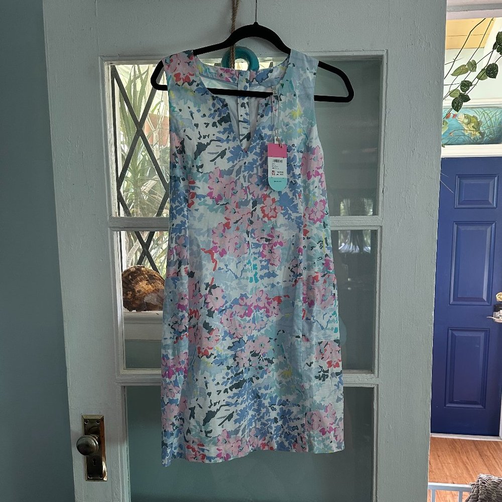 Joules | White & Blue Surf Floral Elayna Notch Neck Shift Dress - Women Summer